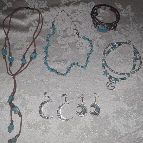 New Set of jewelry.  Necklace, bracelet,  earrings, anklet, choker - Picture 5 of 6